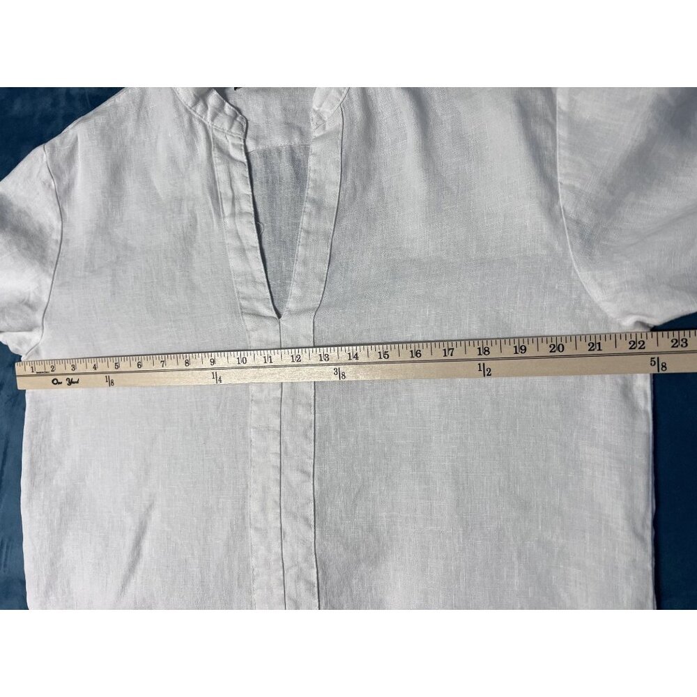 Island Imports 100% Linen Long Sleeve Tunic Blouse Womens M White RESORTWEAR - Picture 6 of 9